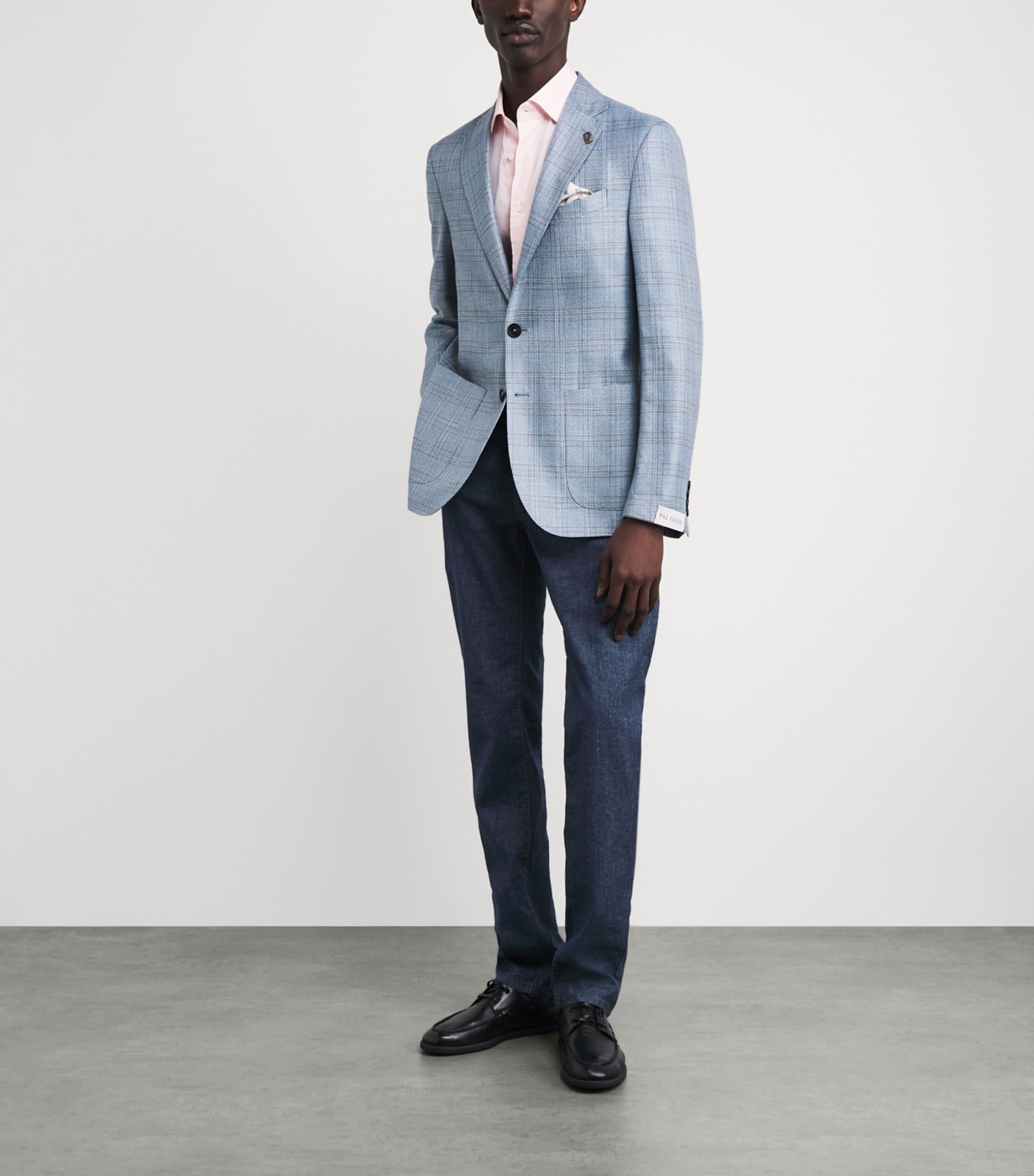 Pal Zileri Mens Check Brera Blazer Light Blue Image 2