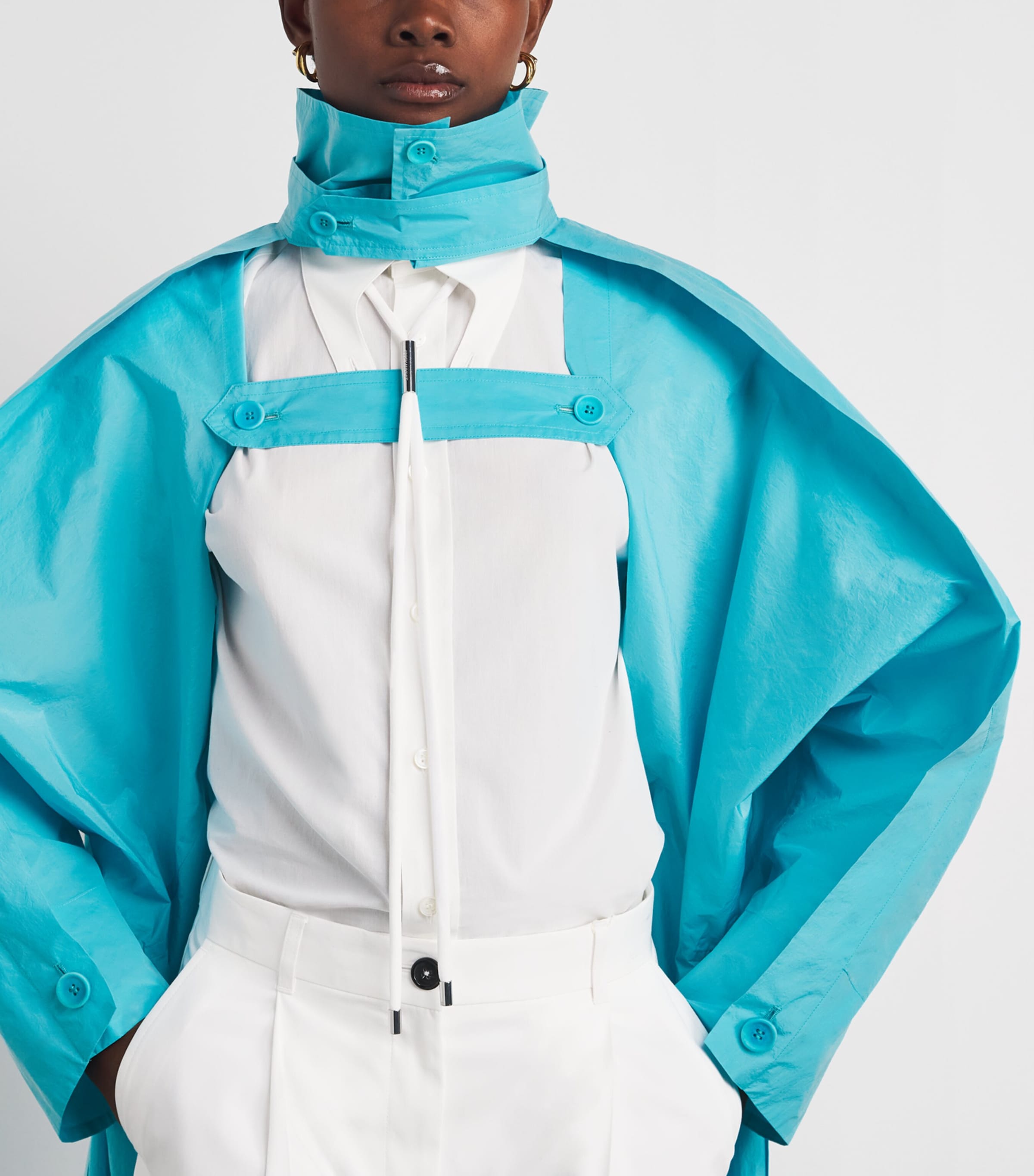 Issey Miyake Womens Correlation Trench Coat Light Blue Image 3
