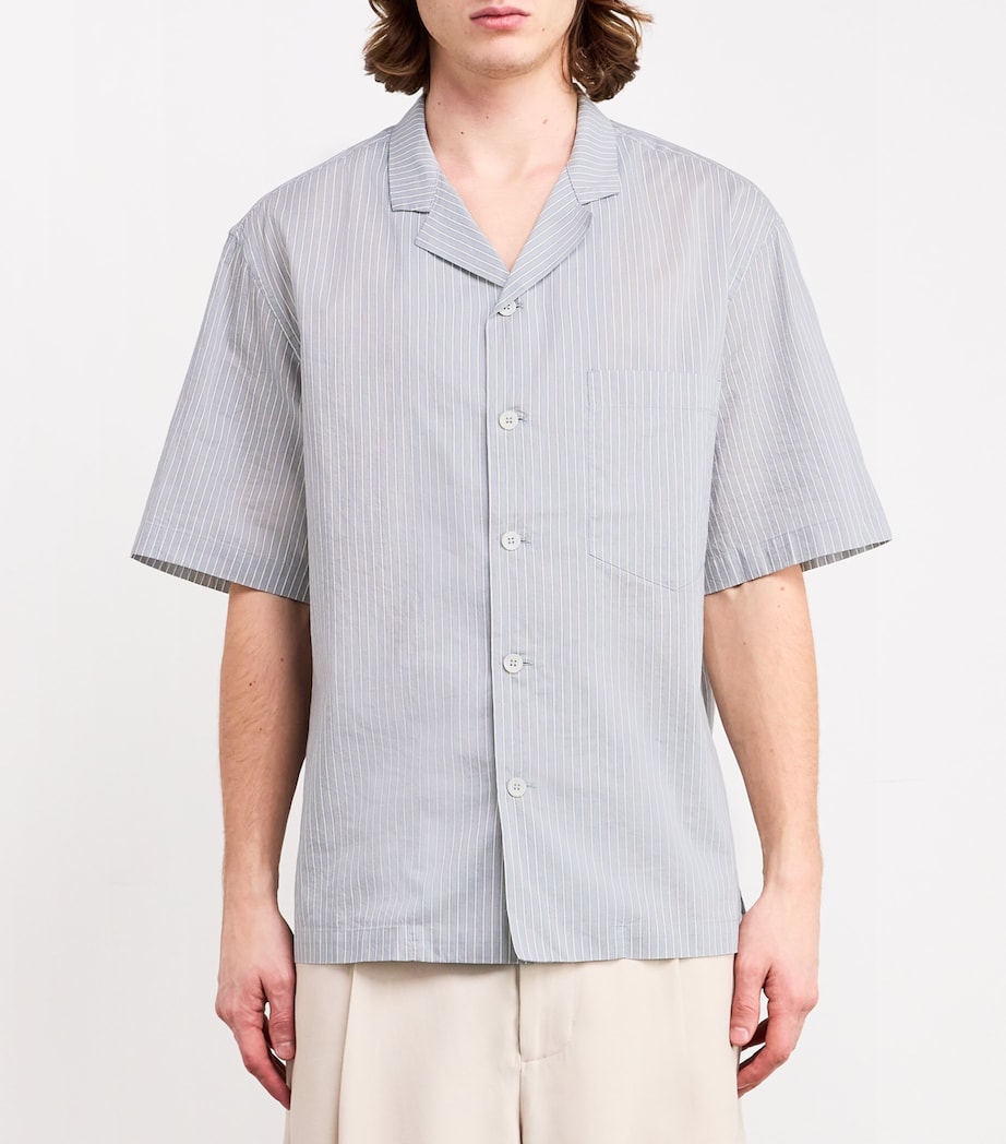 Barena Mens Cotton-Silk Striped Shirt Azzuro Image 3