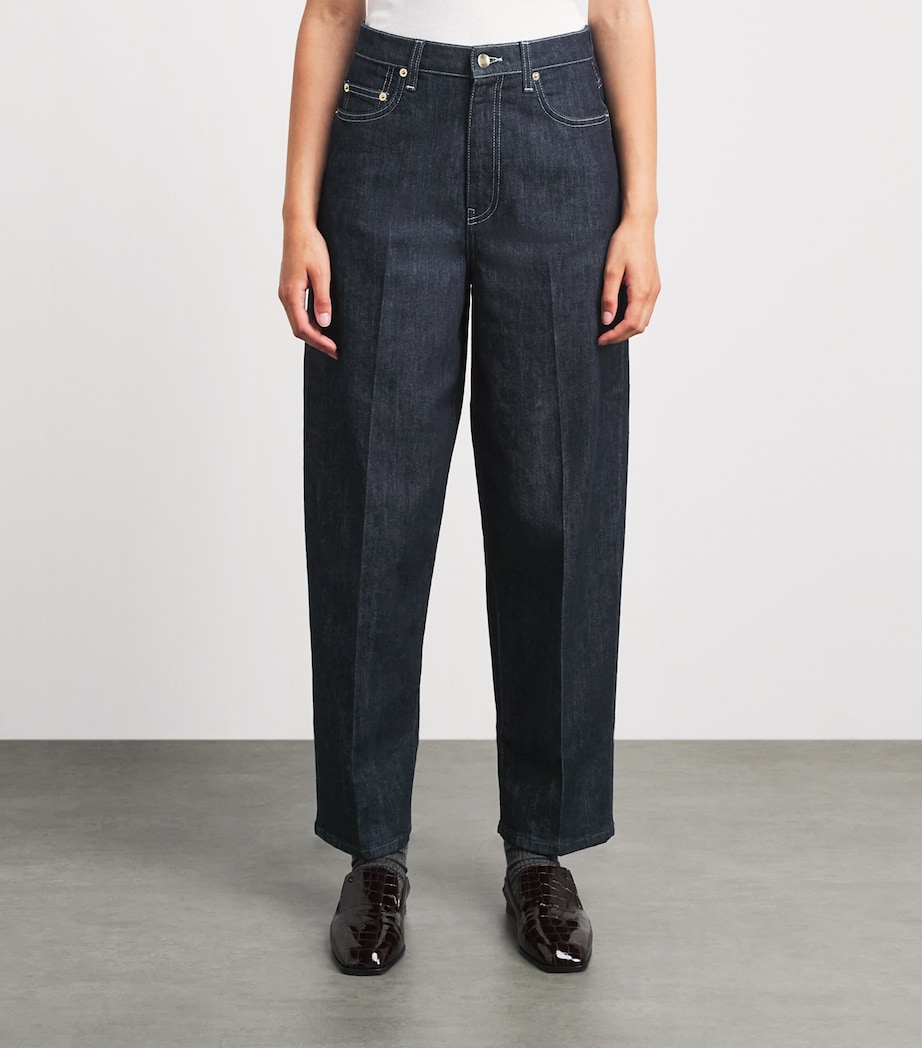 Fabiana Filippi Womens Barrel Jeans Ammorbidito Blu Image 4