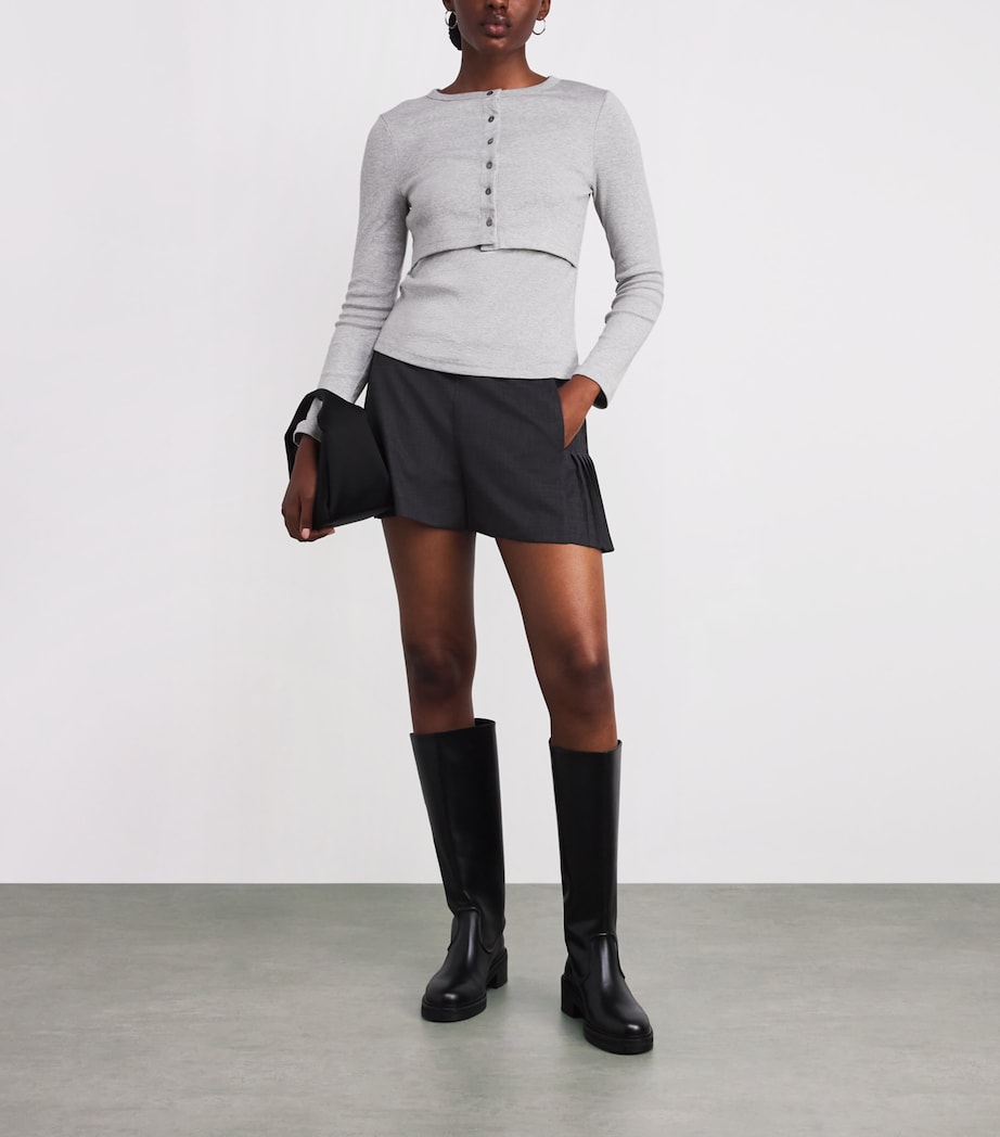 Cotton Layered Cardigan GRIS Image 2