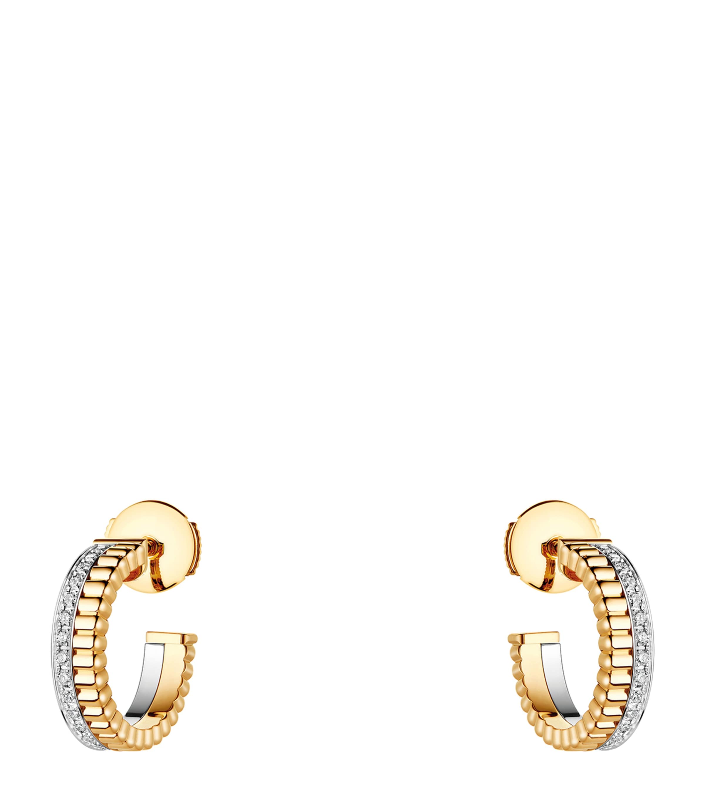 Boucheron Mixed Gold And Diamond Quatre Hoop Earrings