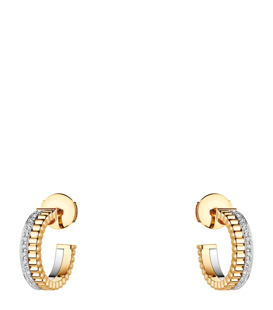 Mixed Gold and Diamond Quatre Hoop Earrings MULTI Image 1