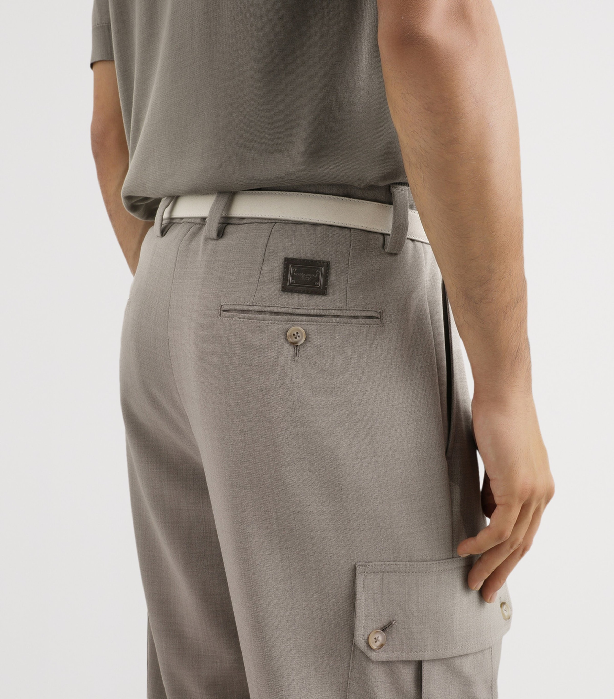 Dolce&Gabbana Mens Virgin Wool Cargo Trousers White Beige H Image 5