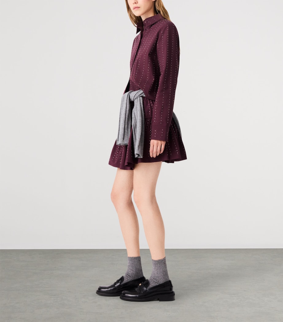 Maje Womens Embellished Stripe Shirt Burgundy Image 3