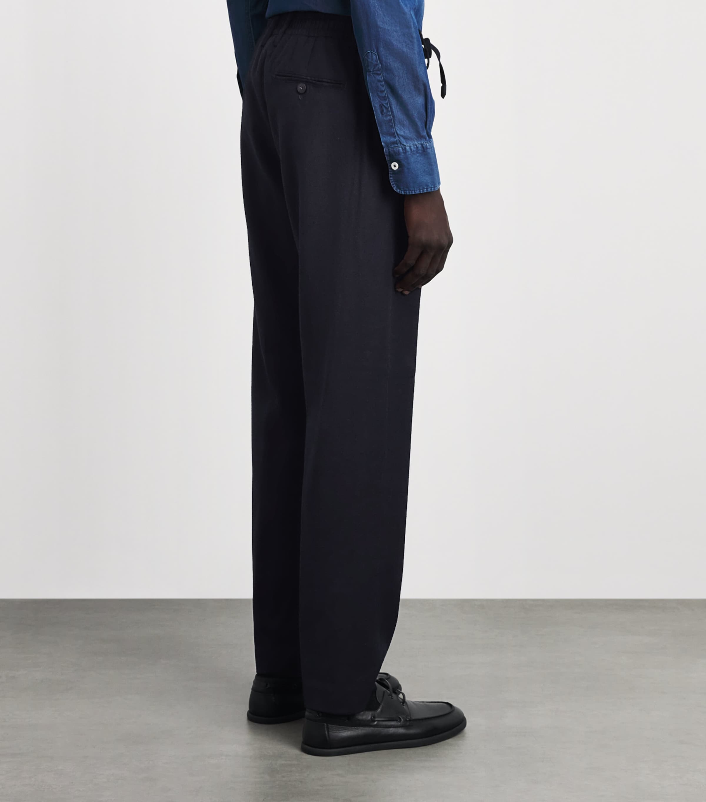 Canali Mens Wool Drawstring Trousers Navy Image 5