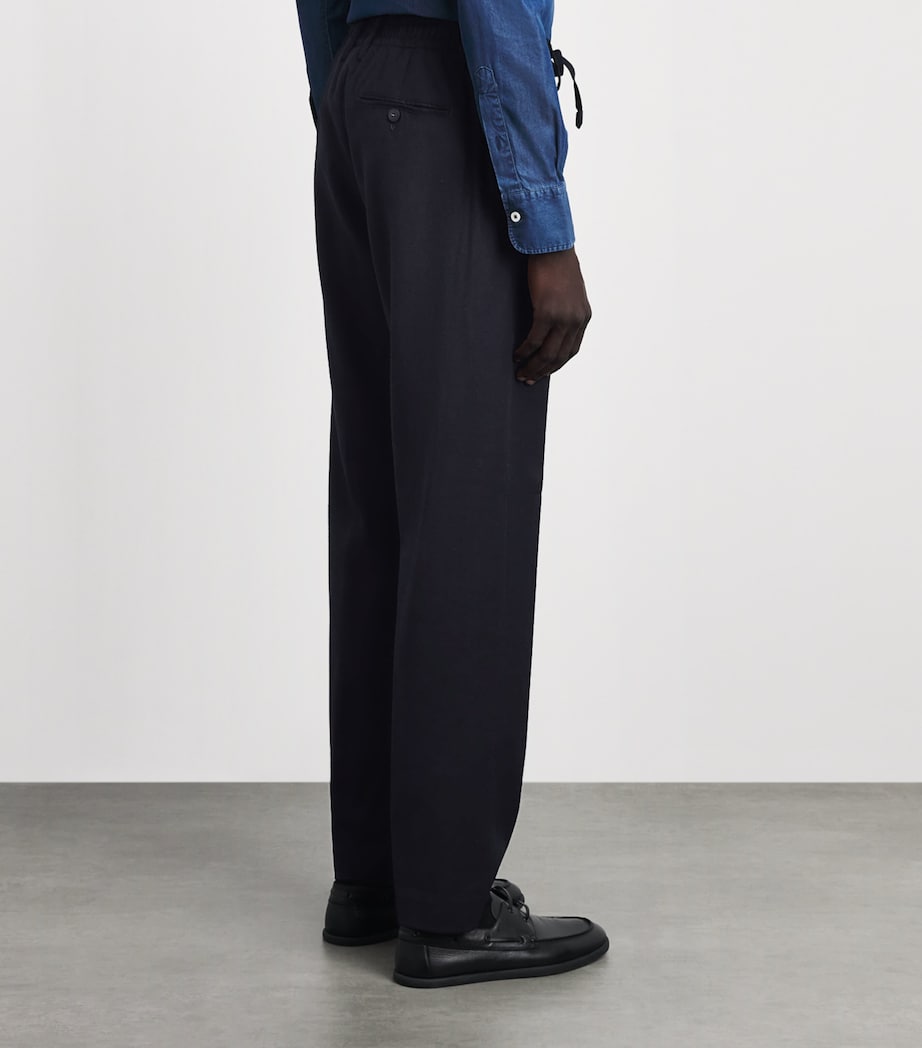 Canali Mens Wool Drawstring Trousers Navy Image 5