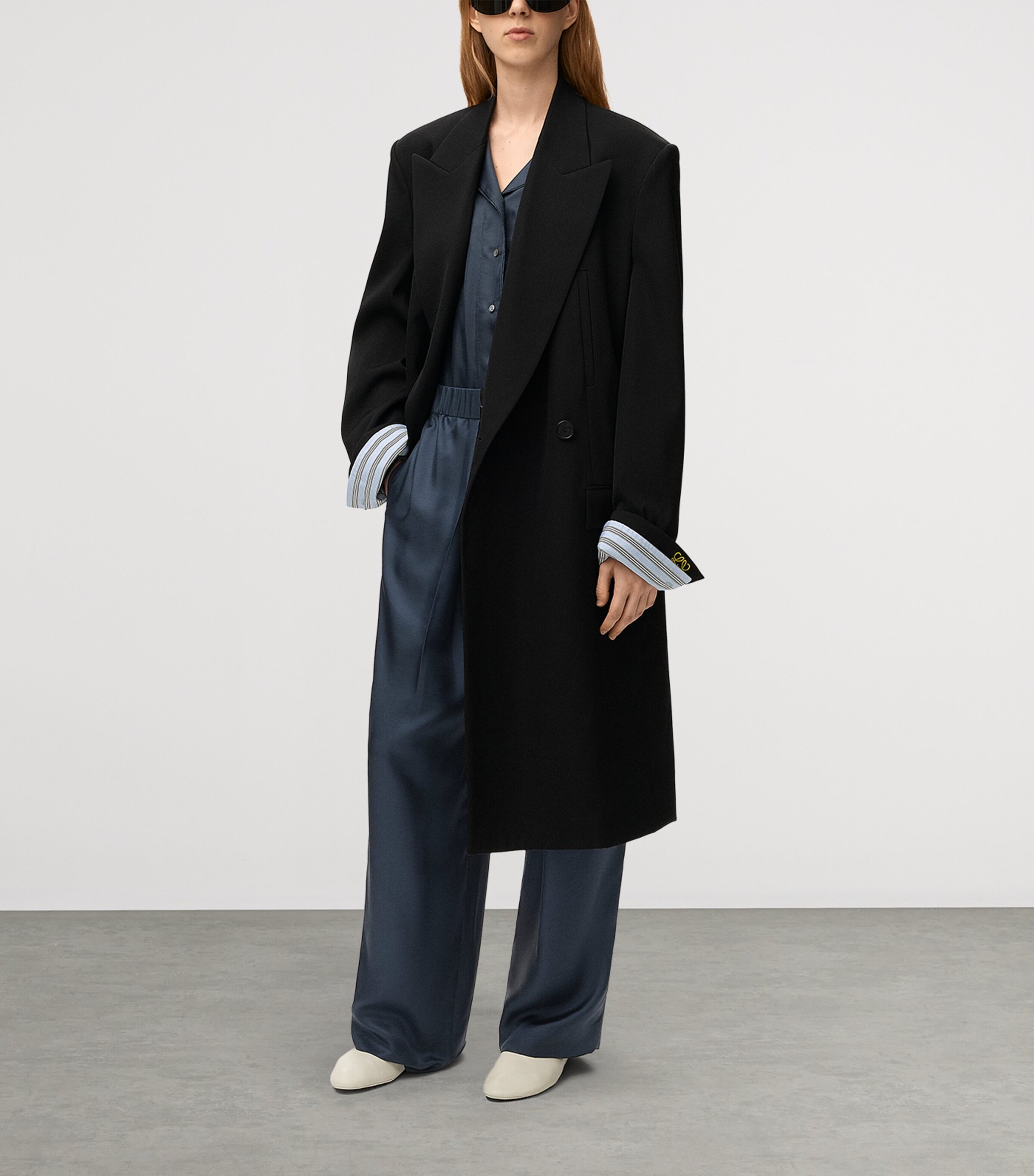 LOEWE Womens Silk Pyjama Shirt Dark Grey Image 2