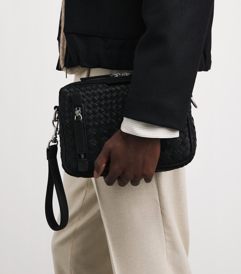Officine Creative Leather Woven Armor Pouch Nero Image 4