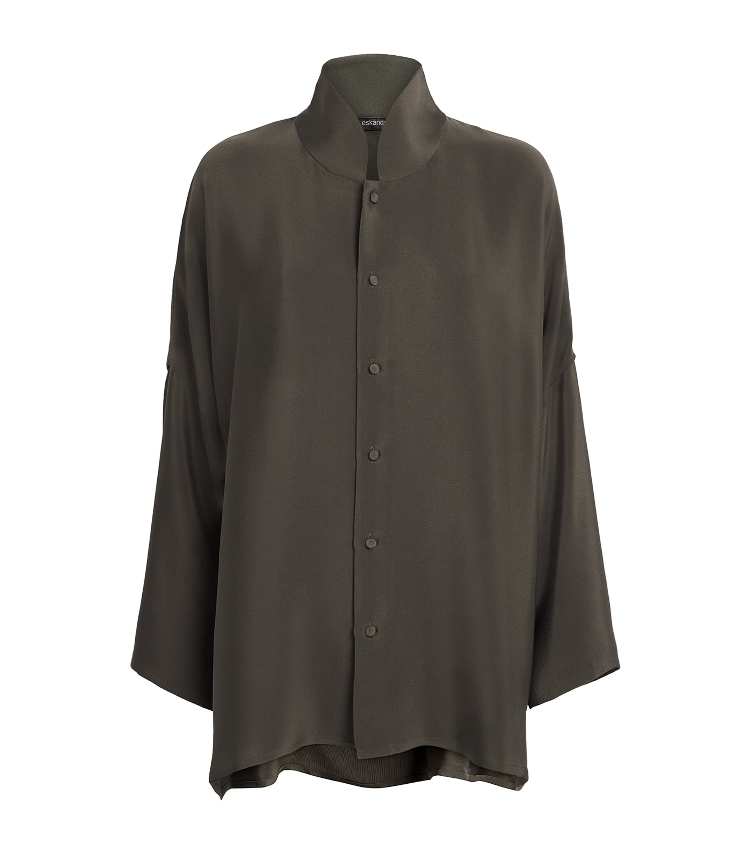 Eskandar Silk Crepe Shirt In Green