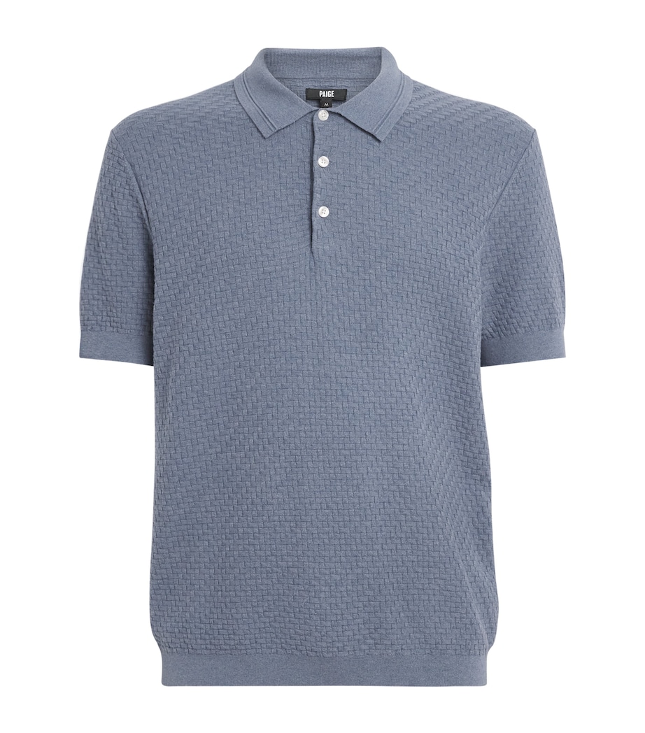 PAIGE Mens Cotton-Wool-Silk-Cashmere Kiko Polo Shirt Tidal Wave Image 1