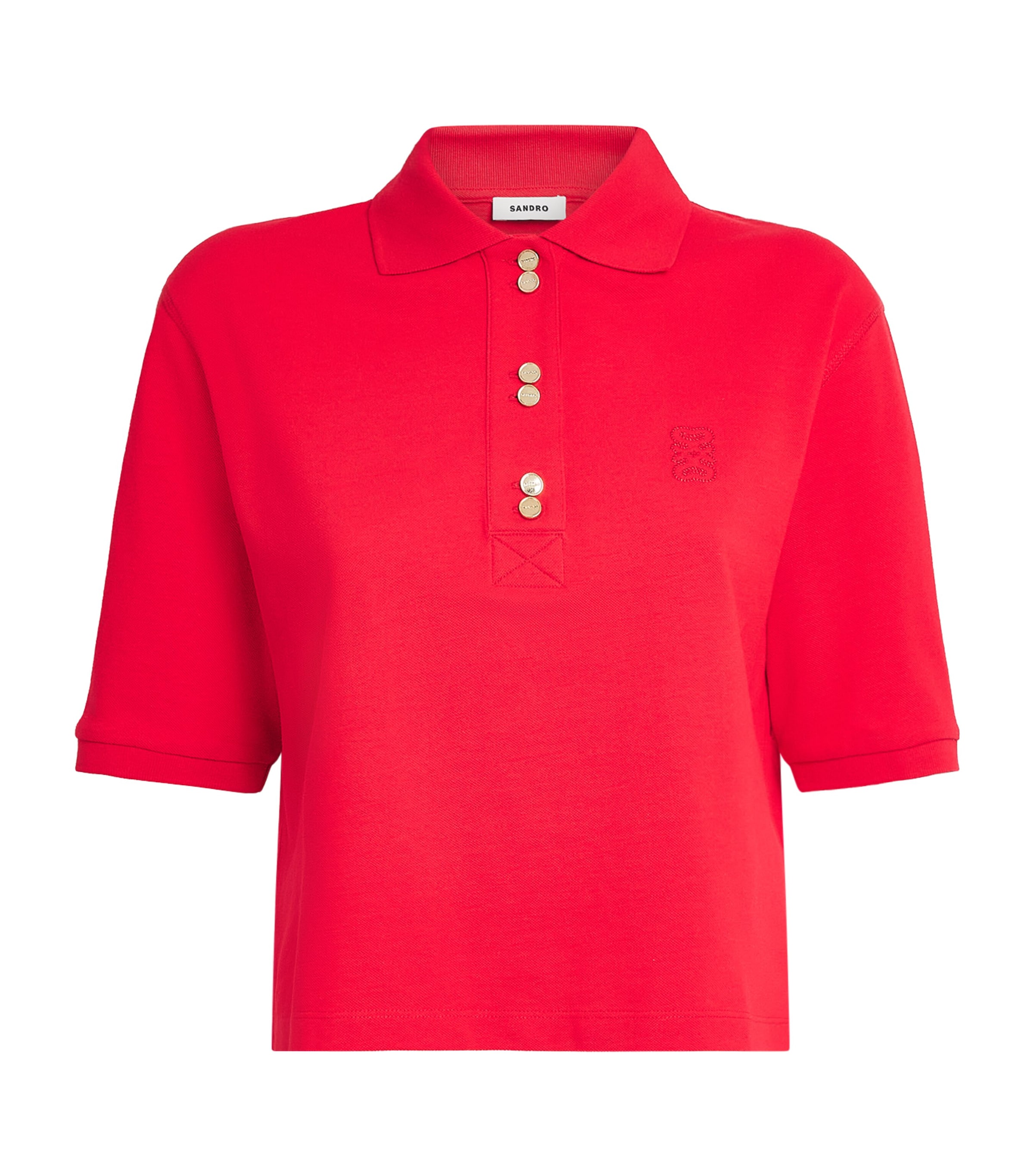 Sandro Paris Womens Cotton Polo Shirt Red Image 1