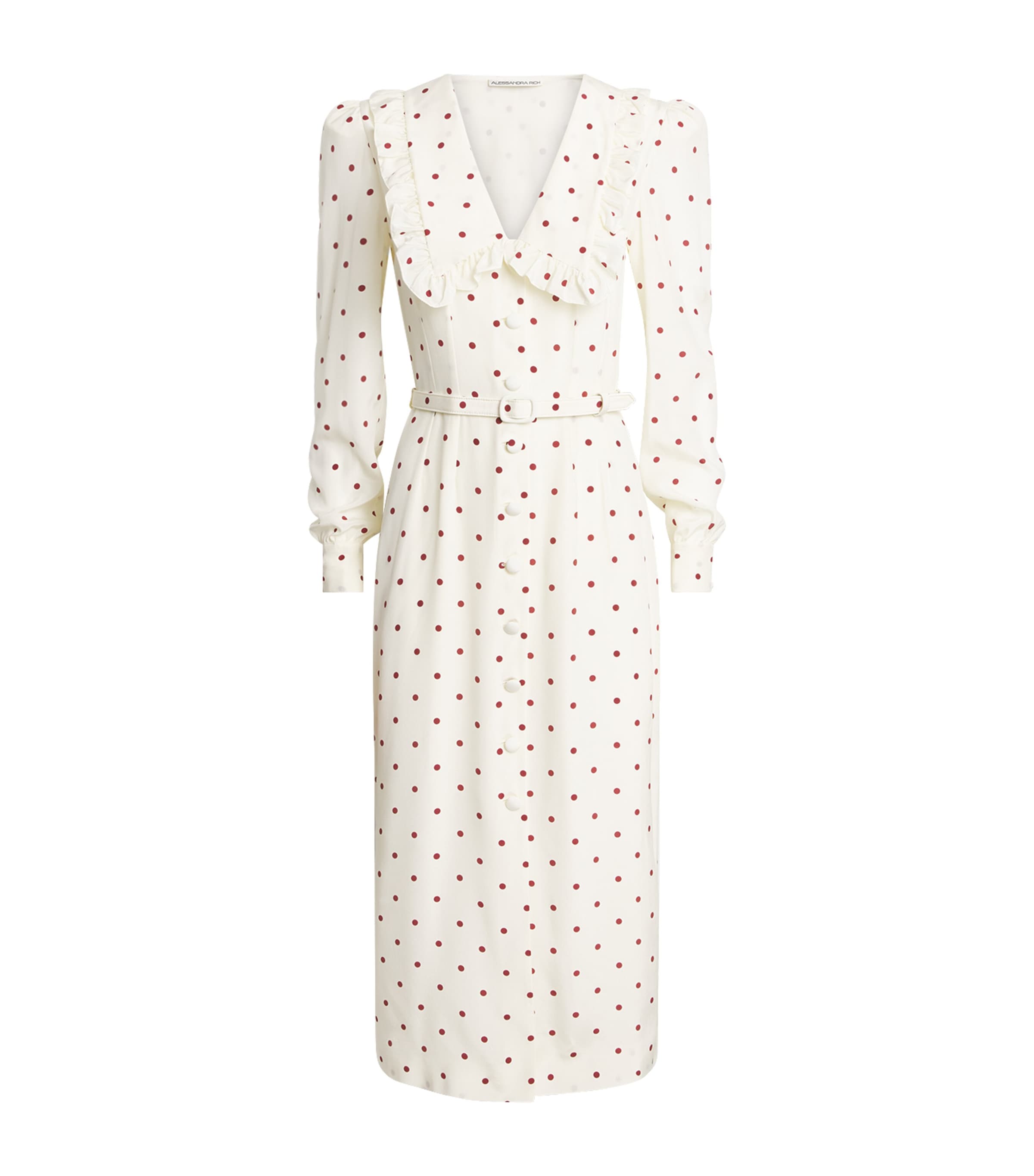 Alessandra Rich Womens Silk Printed Midi Dress Cream Bordeaux Image 1