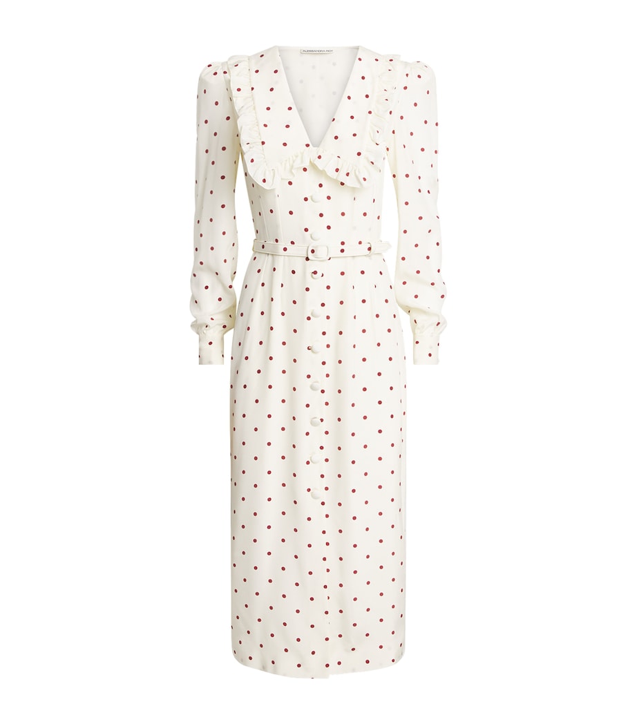 Alessandra Rich Womens Silk Printed Midi Dress Cream Bordeaux Image 1