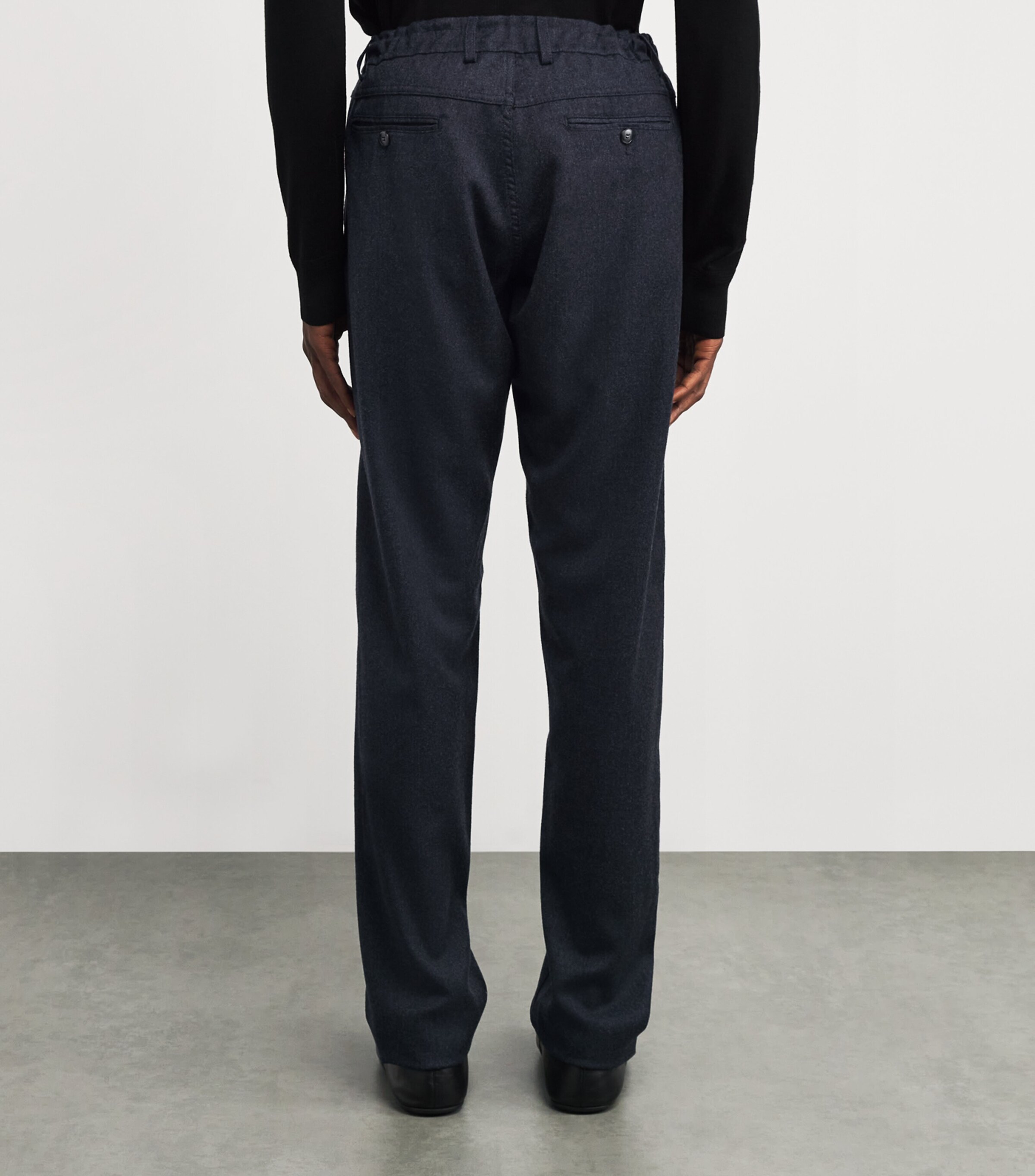 Canali Mens Wool Drawstring Straight Trousers Image 3