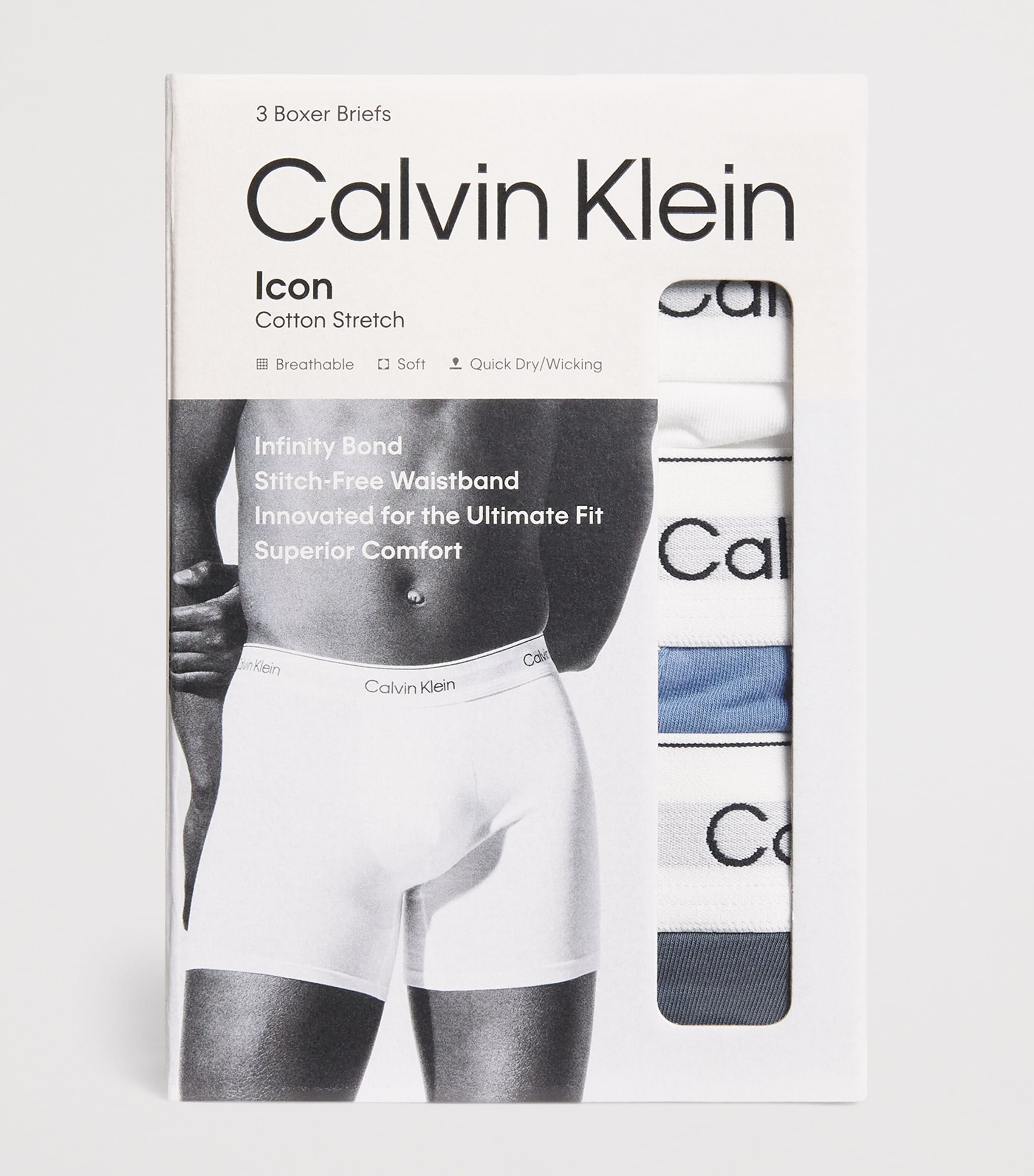 Calvin Klein Mens Cotton Stretch Icon Boxer Briefs (Pack of 3) Multi Image 4