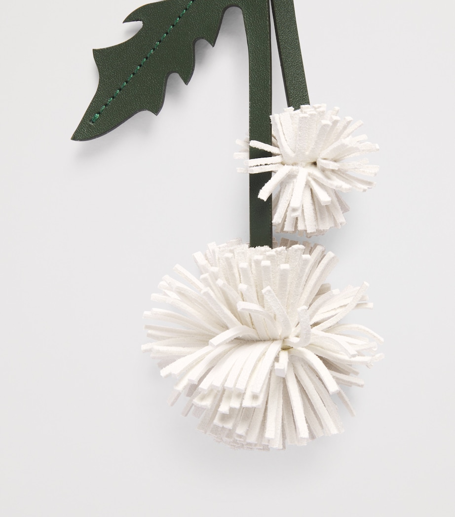 Longchamp Leather Flower Keyring Blanc Image 2