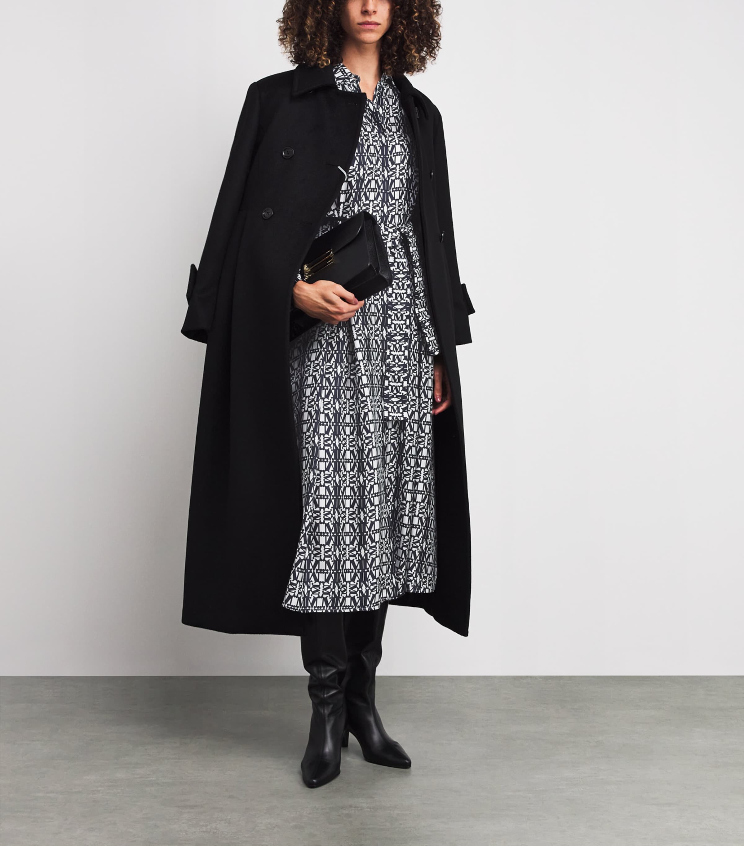 Silk Monogram Midi Shirt Dress WHITE BLUE Image 2