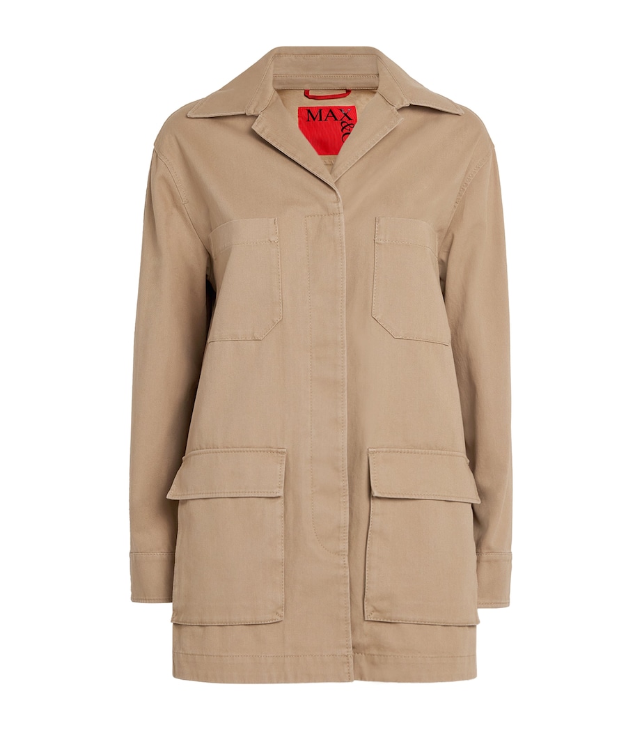 Cotton Gabardine Embroidered Jacket CAMEL Image 1