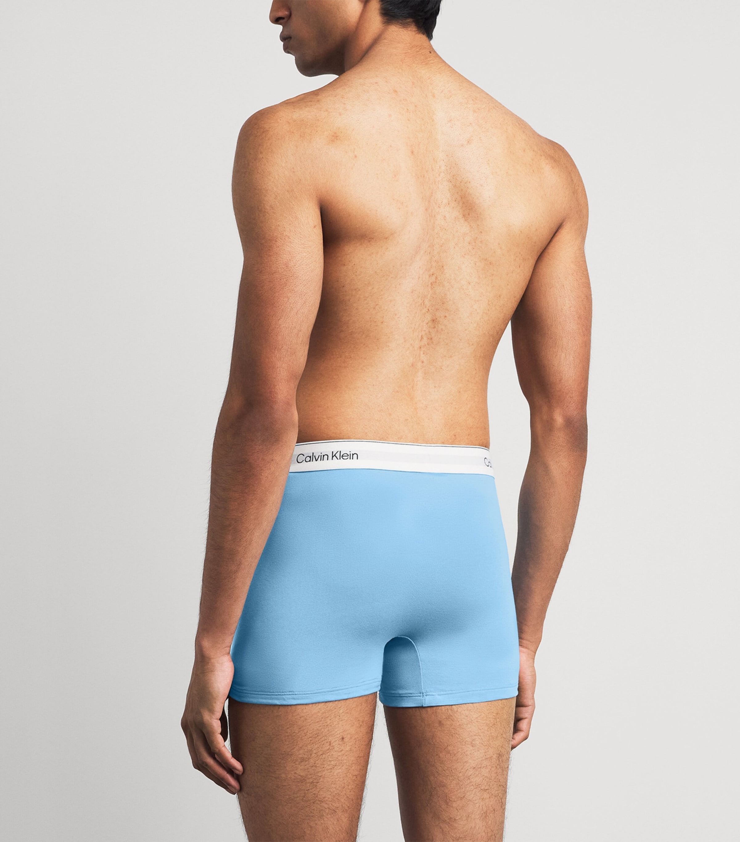 Calvin Klein Mens Stretch-Cotton Relaxed Icon Trunks (Pack of 3) Tkm Pink/blue/grey Image 3