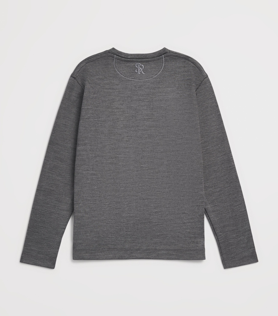 Stefano Ricci Kids Cotton-Silk Logo Long-Sleeve T-Shirt (4-16 Years) Dark Greyc. Image 2