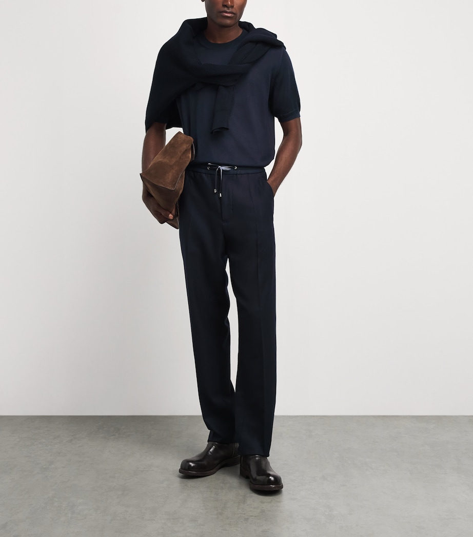 Brett Johnson Mens Cashmere-Silk T-Shirt Navy Image 2