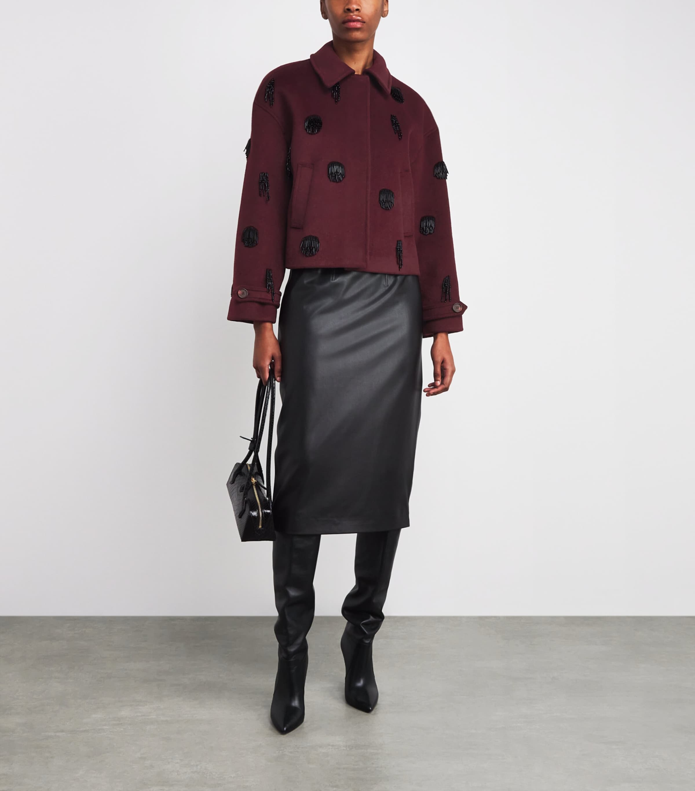 Wool-Blend Embellished Katya Jacket OXBLOOD Image 2