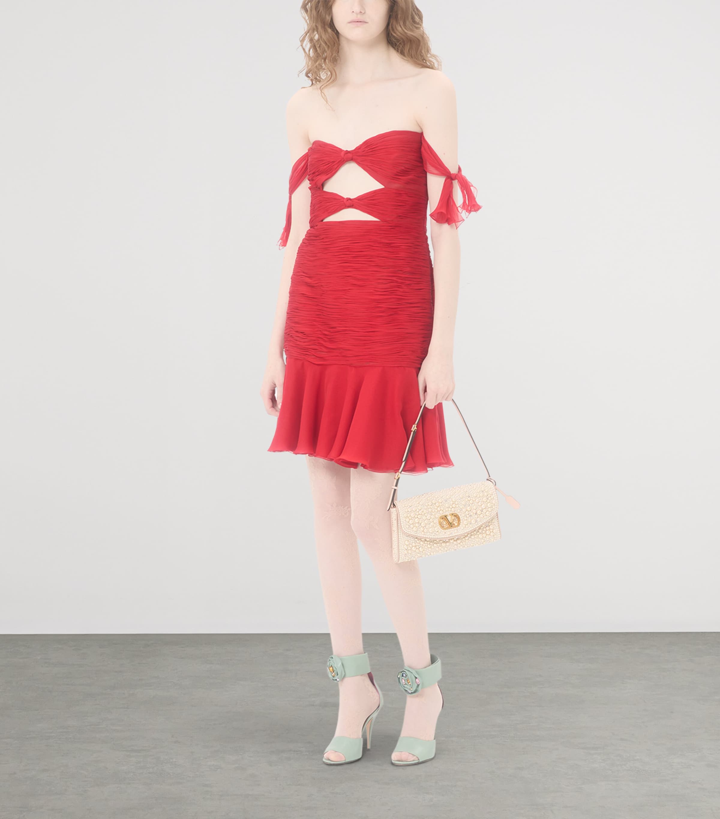 Beaded Vain Soft Shoulder Bag CWE Image 2