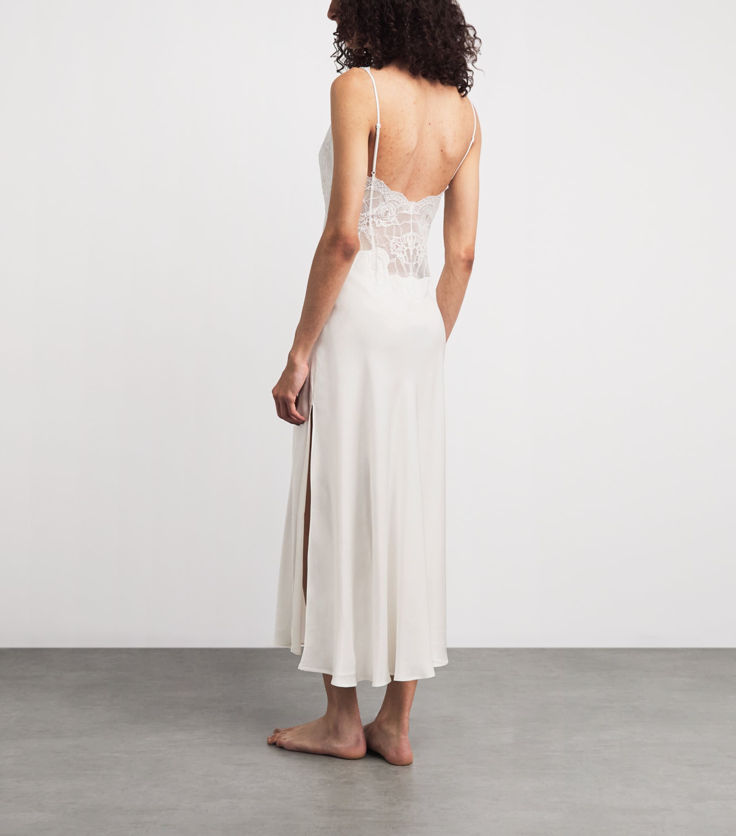 Bocan Womens Satin-Lace Mila Nightdress Off White Image 4