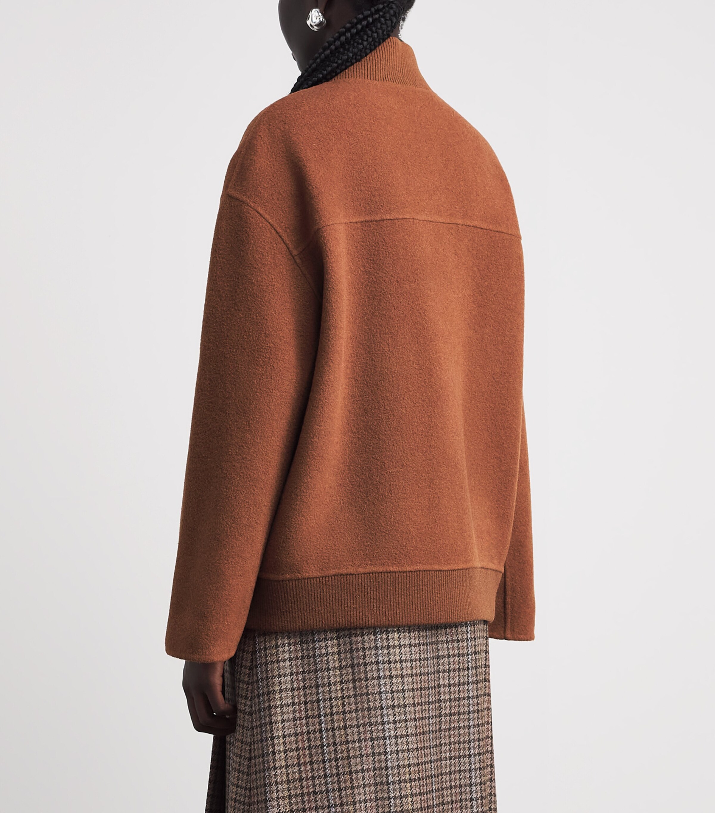 MM Womens Wool-Blend Zip-Up Coat Caramel Double Image 5