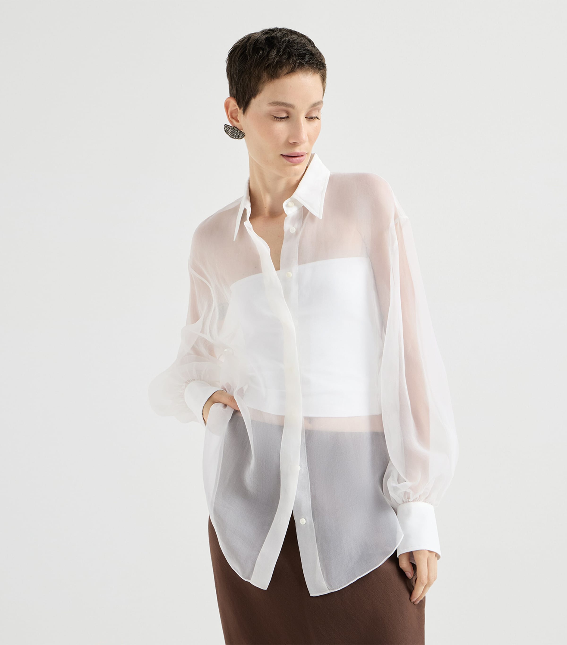 Brunello Cucinelli Womens Silk Shirt White Image 3