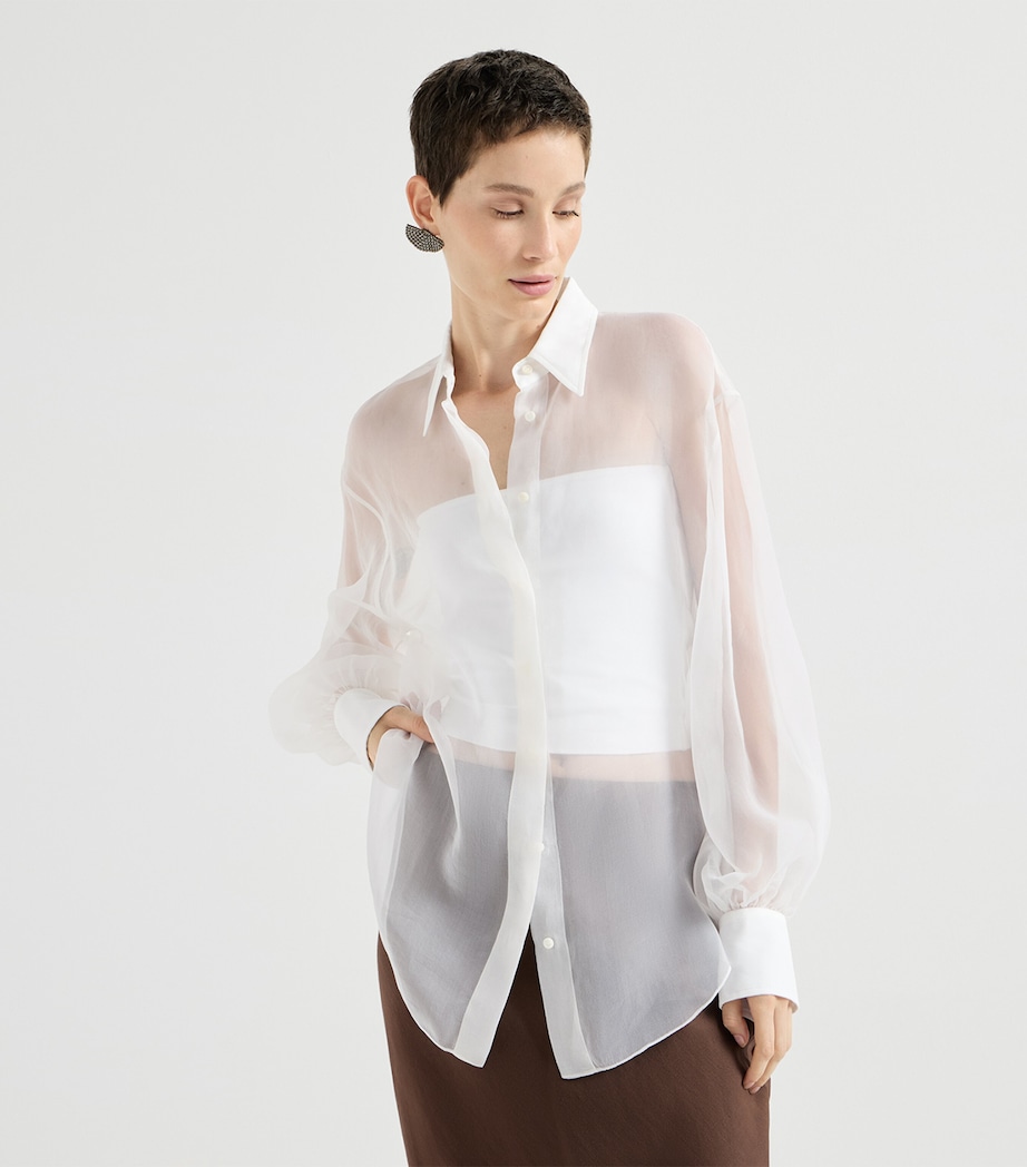 Brunello Cucinelli Womens Silk Shirt White Image 3