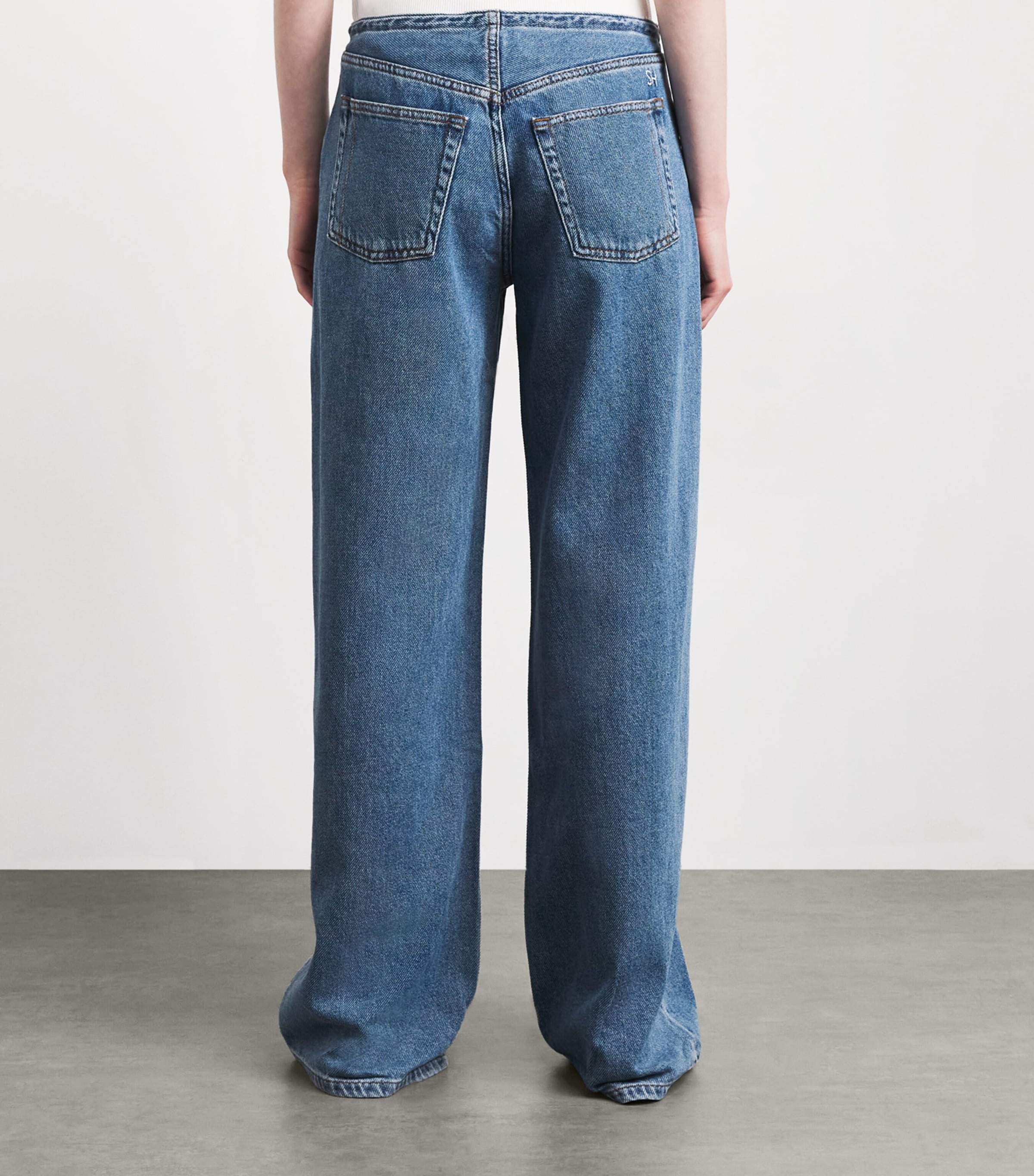 STILL HERE Womens Drawstring Cool Wide-Leg Jeans Classic Blue Image 5