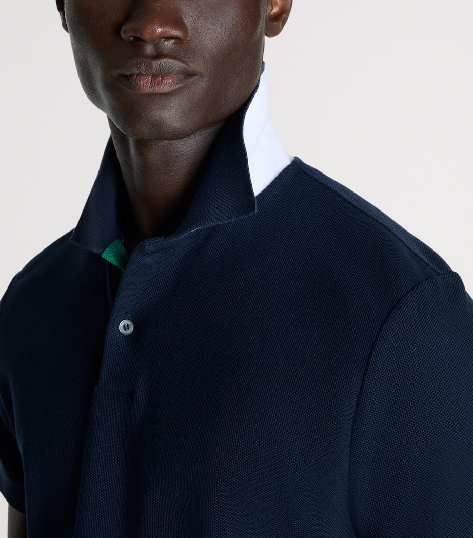 Dunhill Mens Cotton Piqué Polo Shirt Navy Image 5