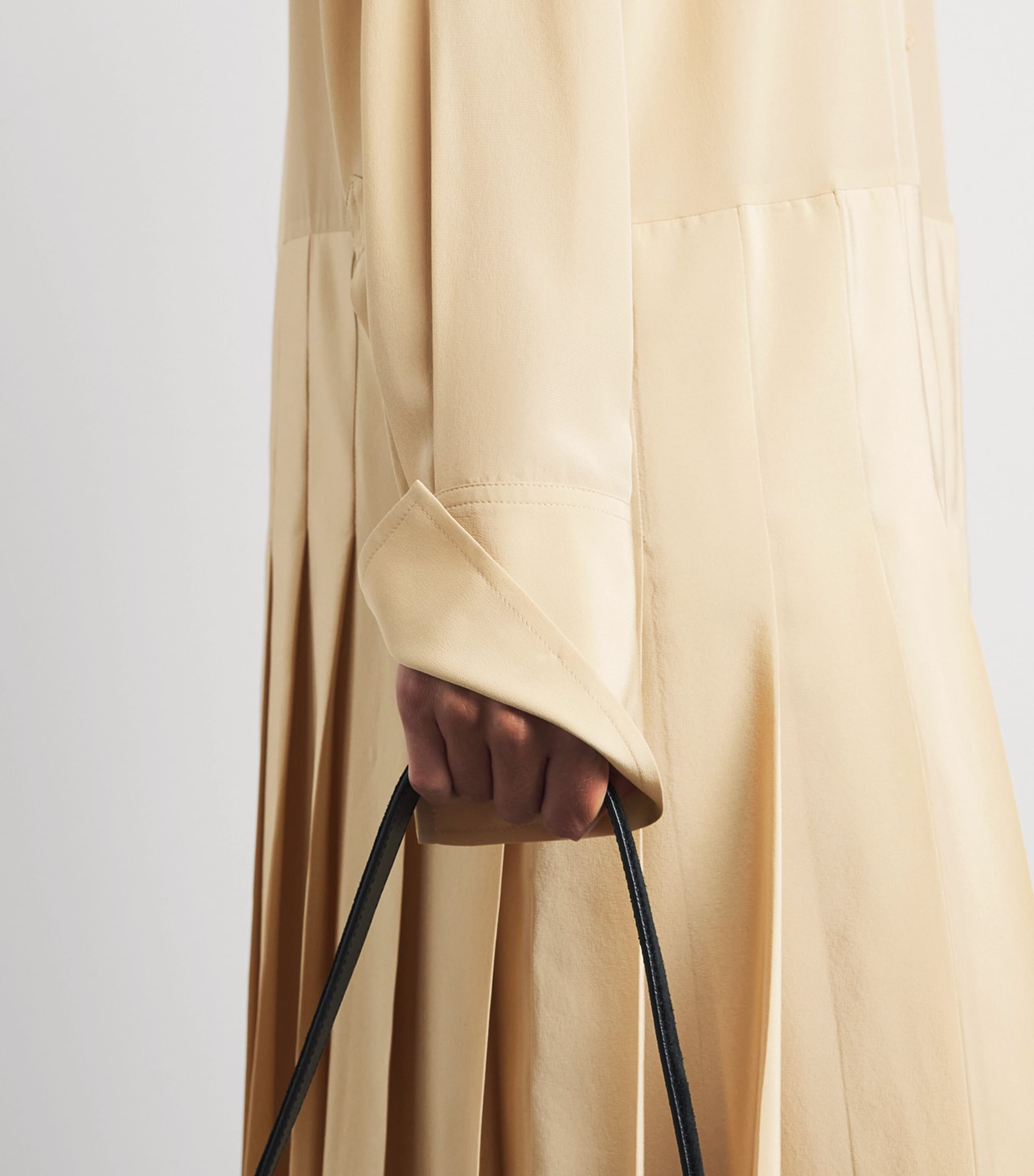 Toteme Womens Silk Pleated Midi Shirt Dress Chai Image 5