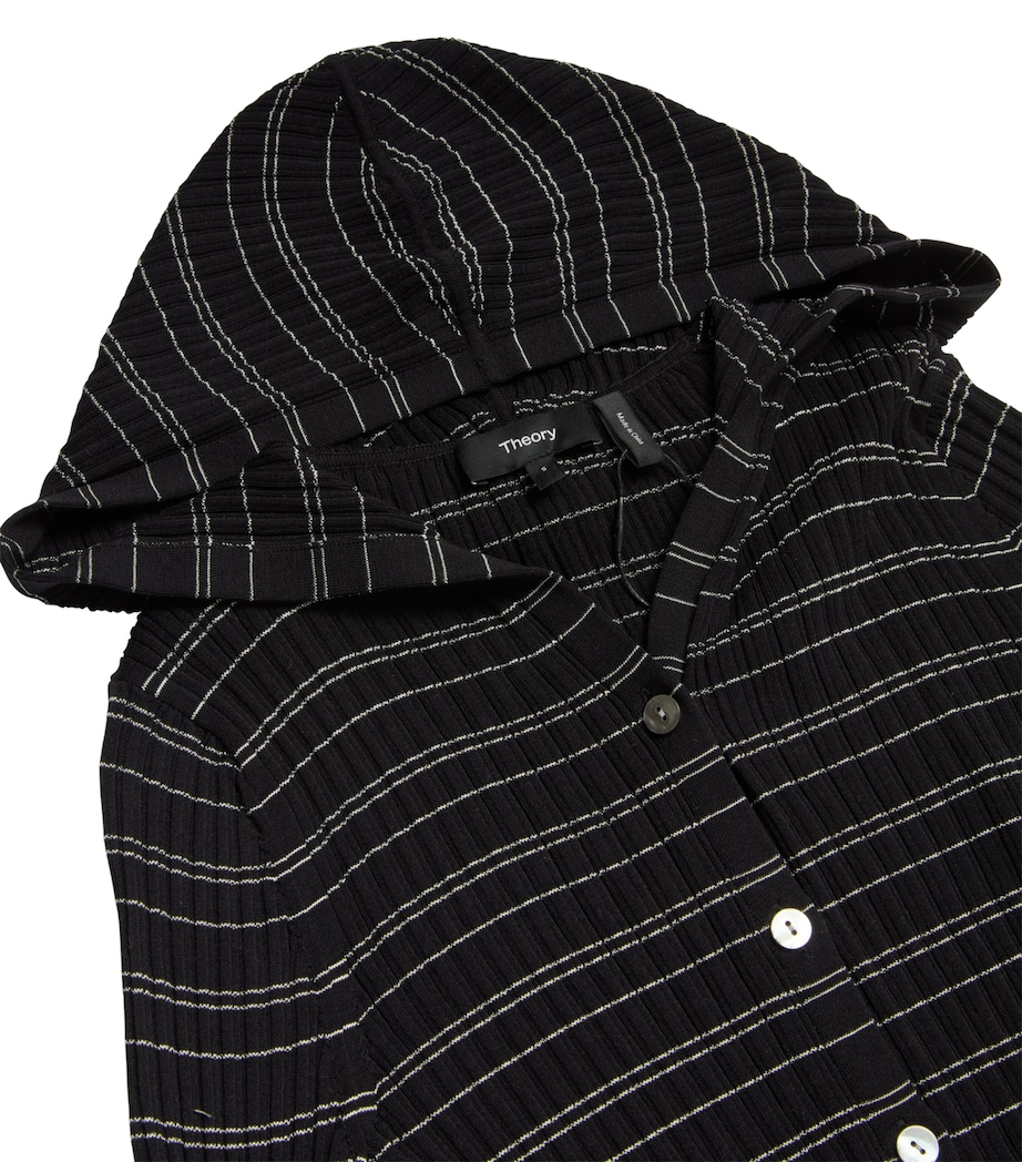 Stripe Hooded Cardigan A05 BLACK/WHITE Image 2