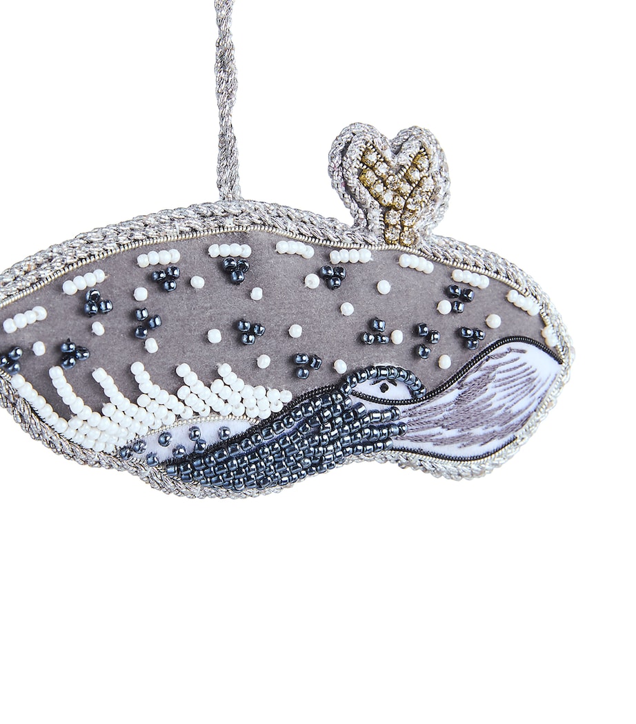 Felt Grey Whale Tree Decoration GREY/WHITE Image 2