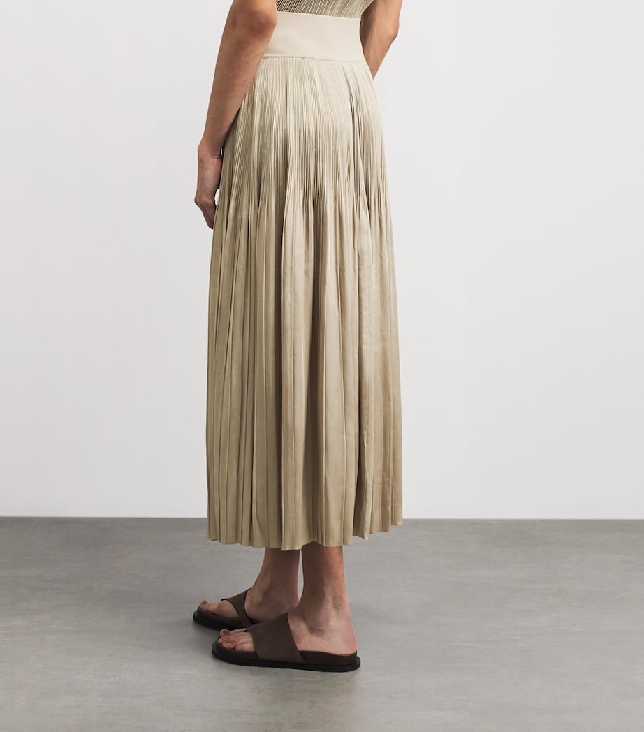 Joseph Womens Satin Pleated Rabat Midi Skirt Powder Image 5