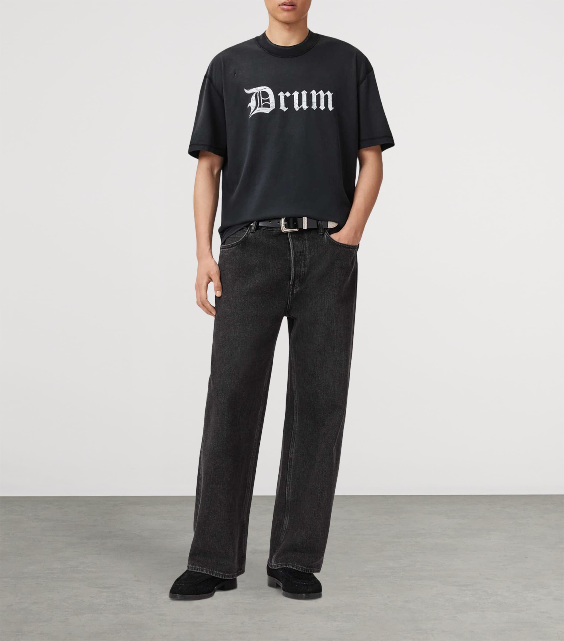 Organic Cotton Snare Cropped T-Shirt WASHED BLACK Image 2