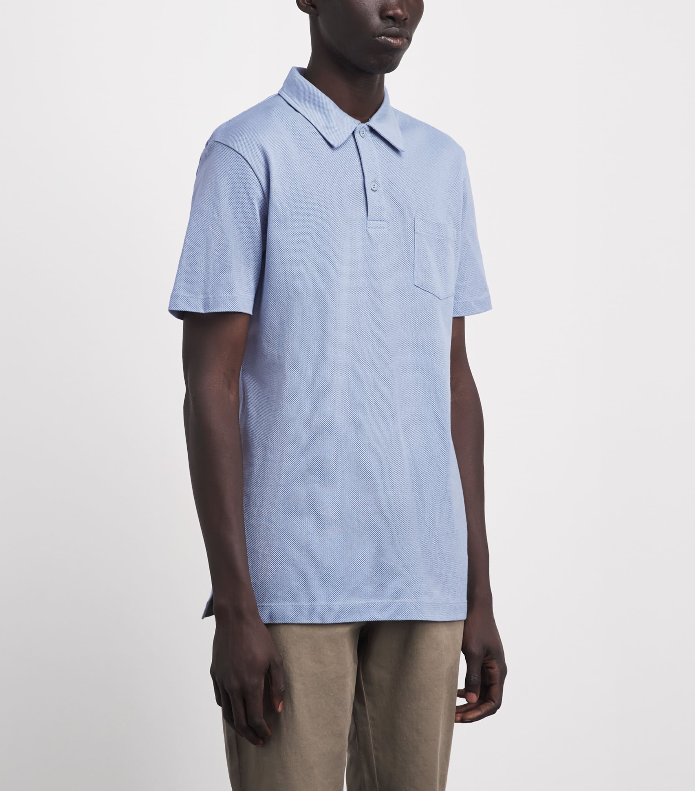 Sunspel Mens Supima Cotton Riviera Polo Shirt Powder Image 4