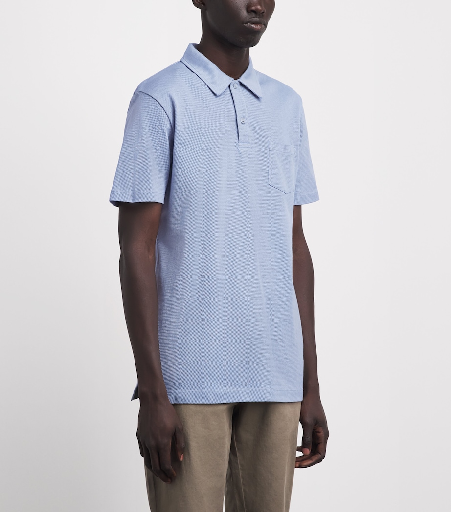 Sunspel Mens Supima Cotton Riviera Polo Shirt Powder Image 4