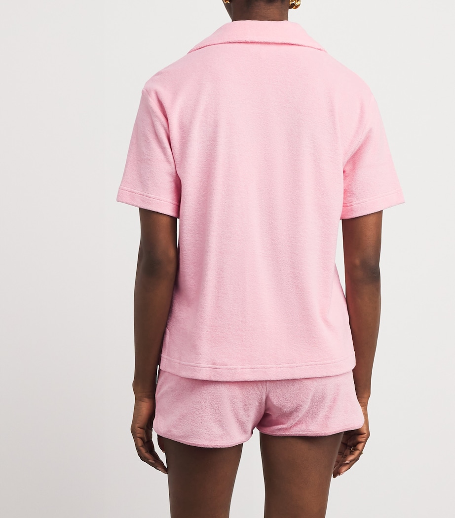 Hunza G Womens Towelling Resort Shirt Pink Image 5