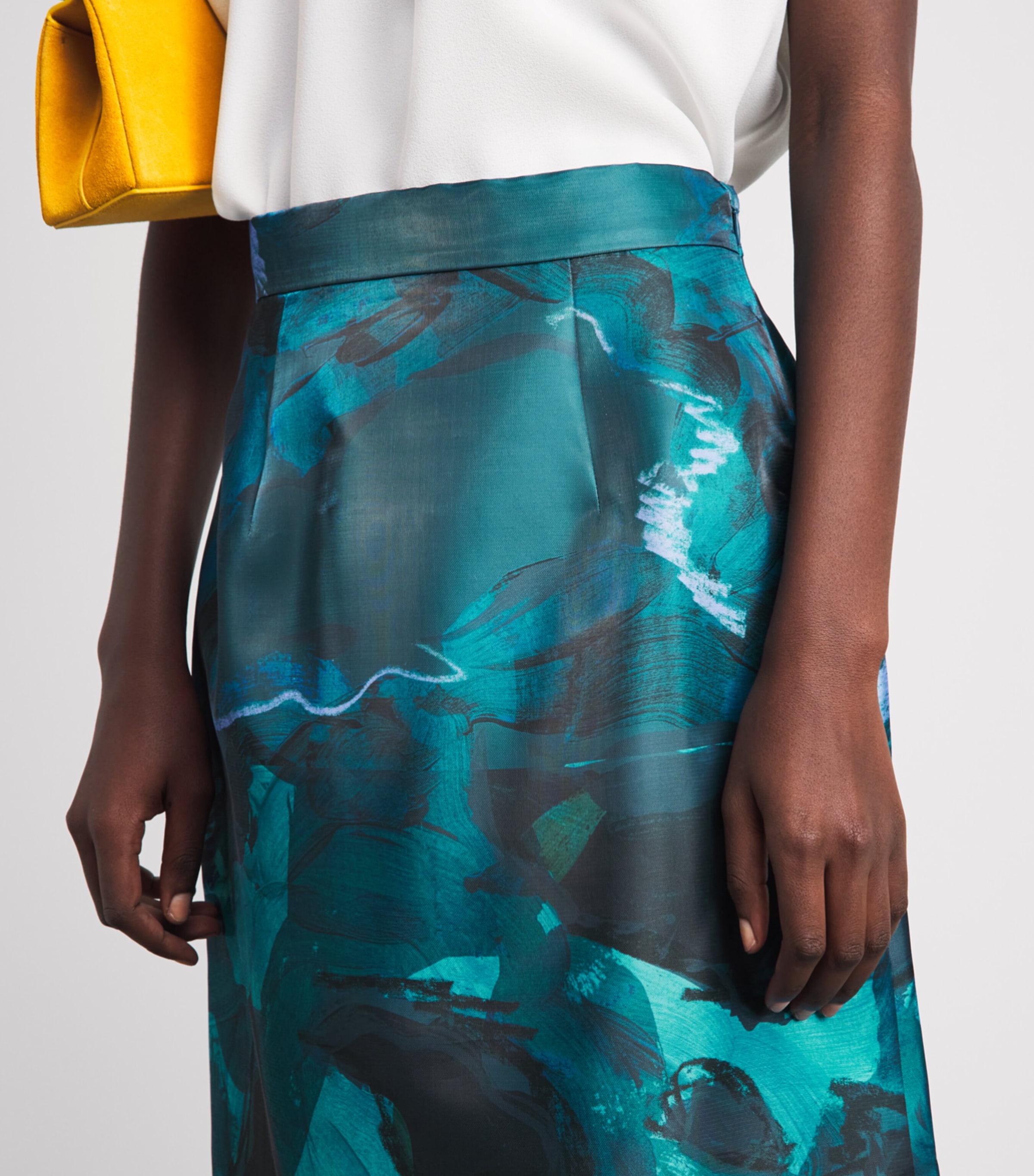 Roksanda Womens Brushstroke Print Irma Midi Skirt Brushverdant Image 3
