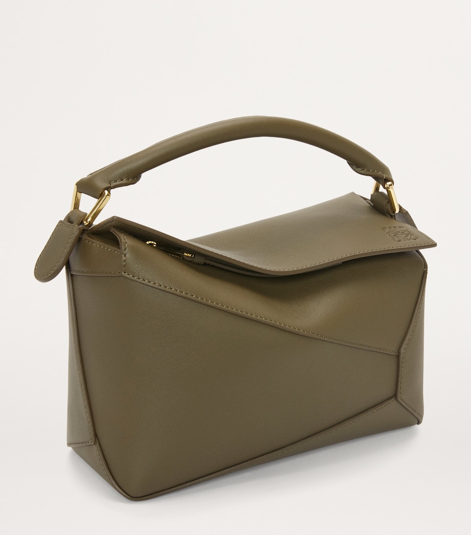 Small Leather Puzzle Edge Top-Handle Bag DARK KHAKI GREEN Image 2