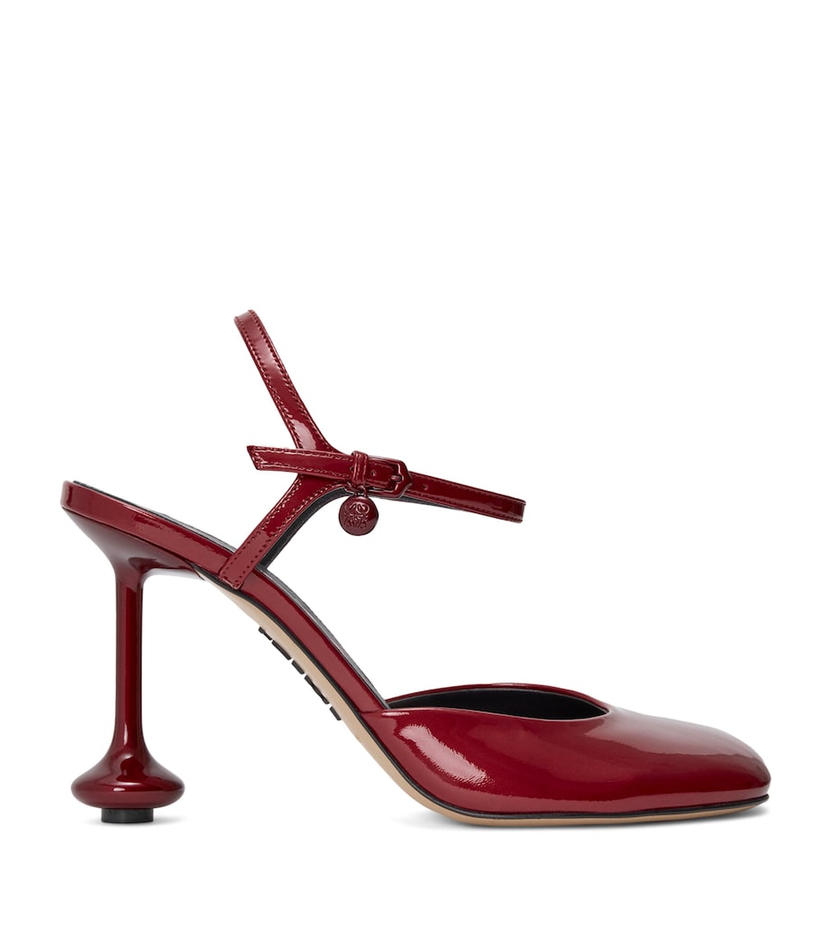 Leather Ankle-Strap Toy Pumps 90 DARK RED Image 1