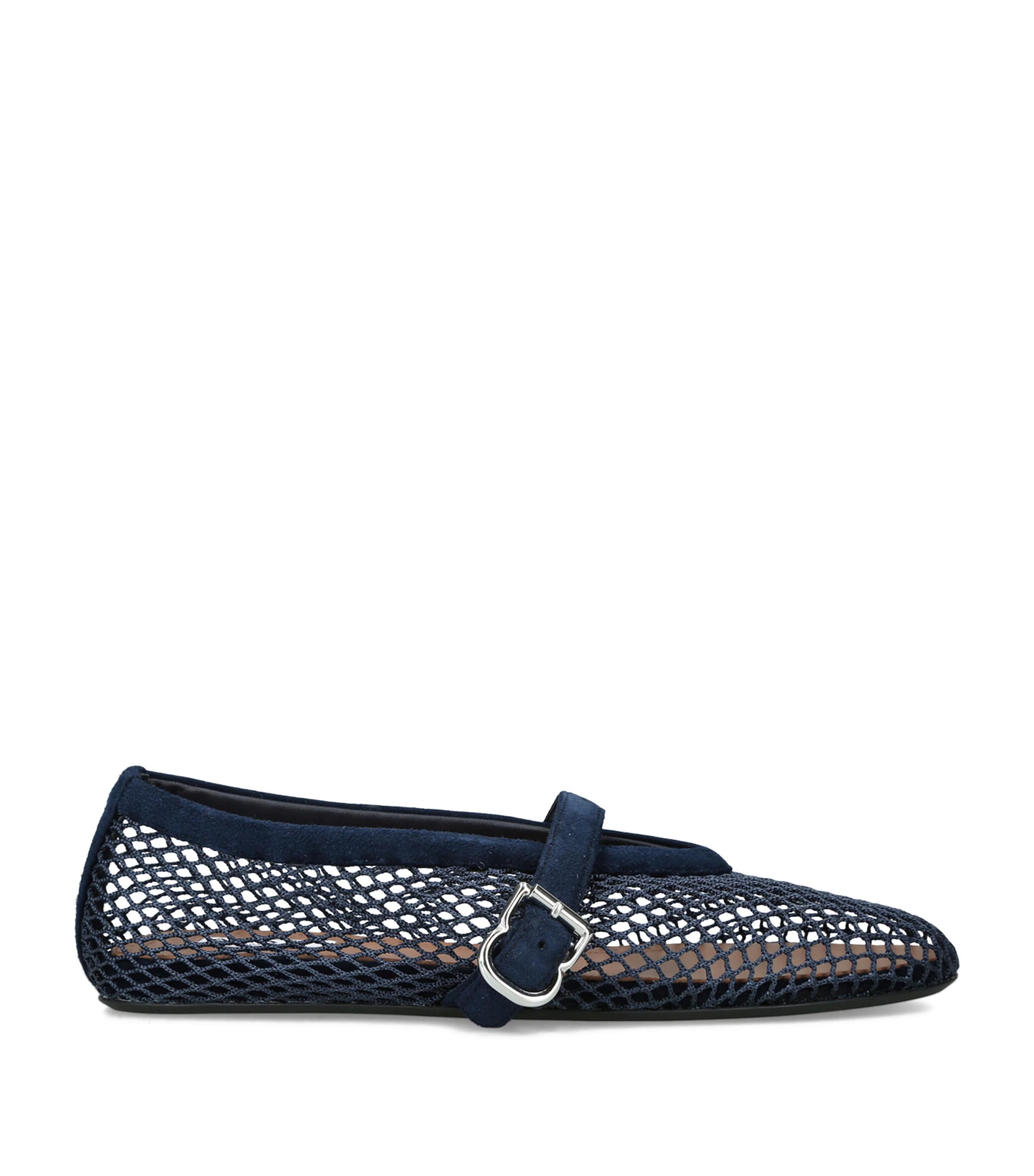 Alaïa Suede Mesh Ballet Flats Blue/dark Image 1