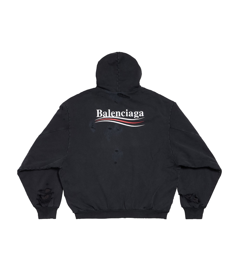 Balenciaga Mens Distressed Political Campaign Hoodie Image 2