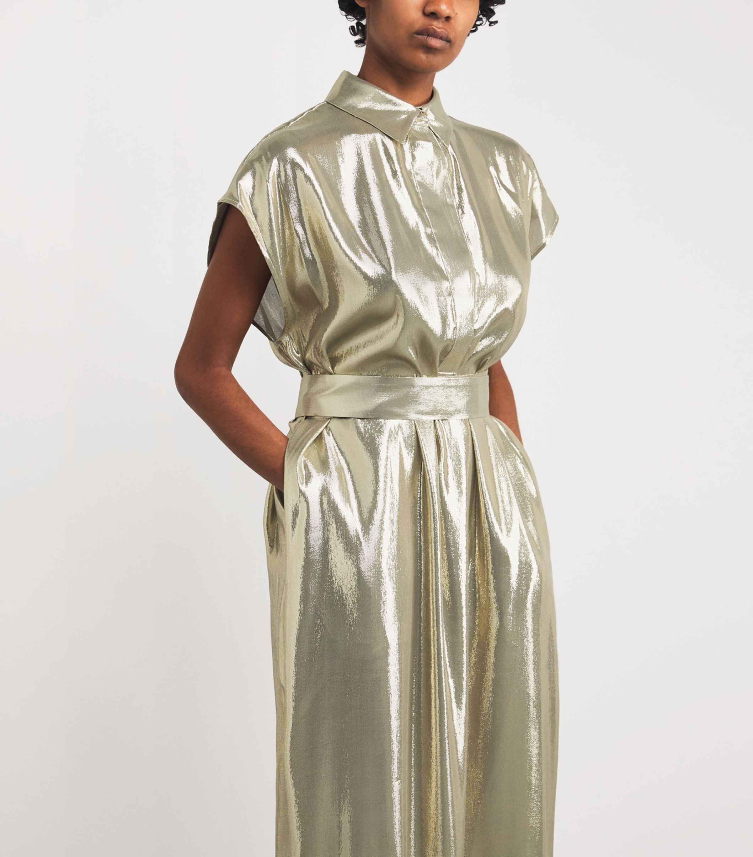 Silk-Blend Francesca Maxi Dress 0899 - GOLD Image 6