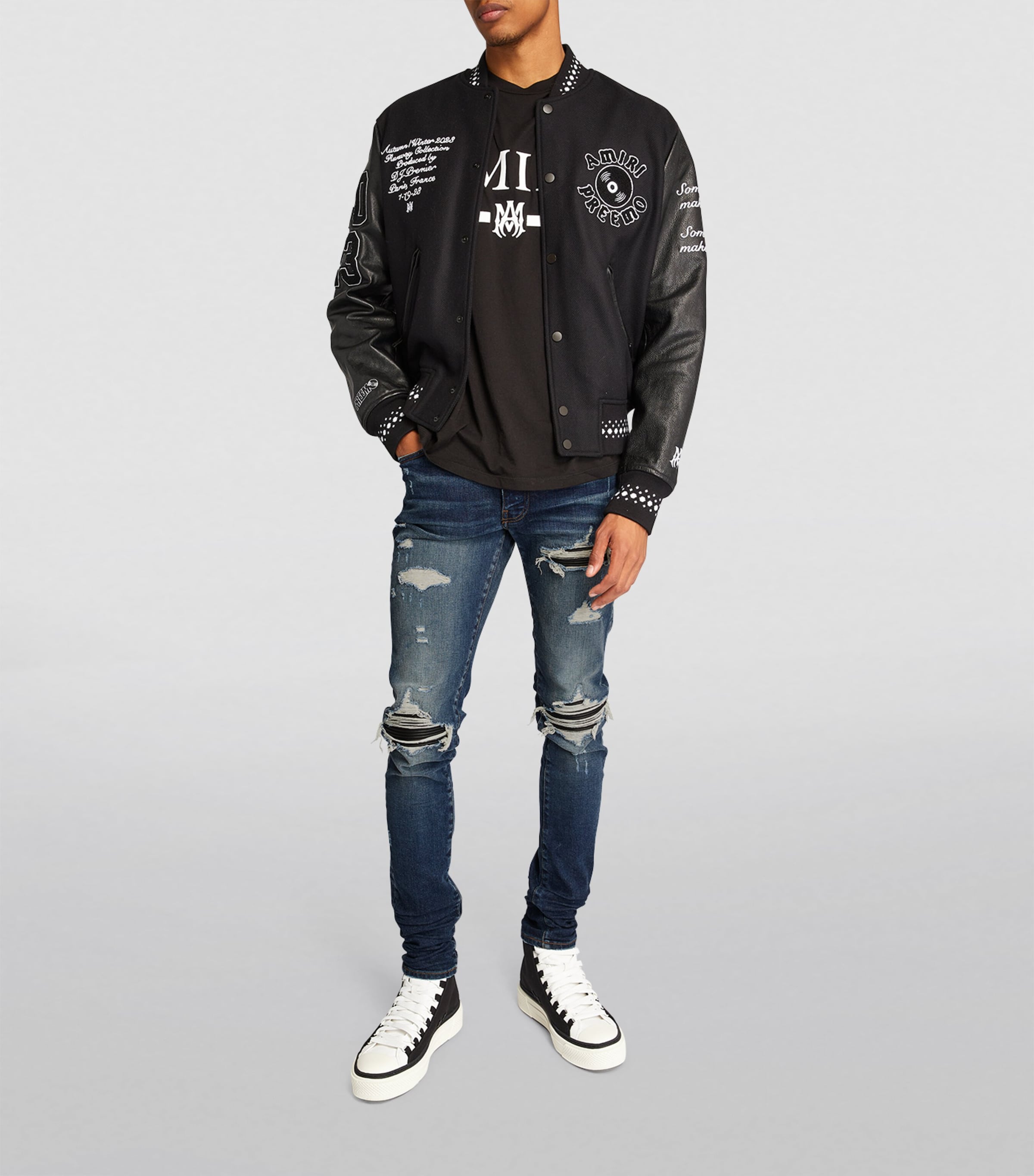 AMIRI Mens Distressed Slim Jeans Dsi Deep Classic Ind Image 2