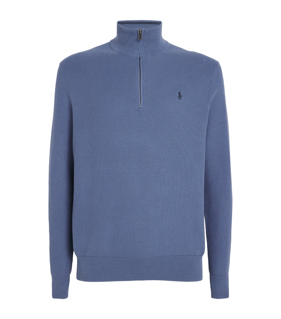 Cotton Quarter-Zip Sweatshirt BLUE Image 1